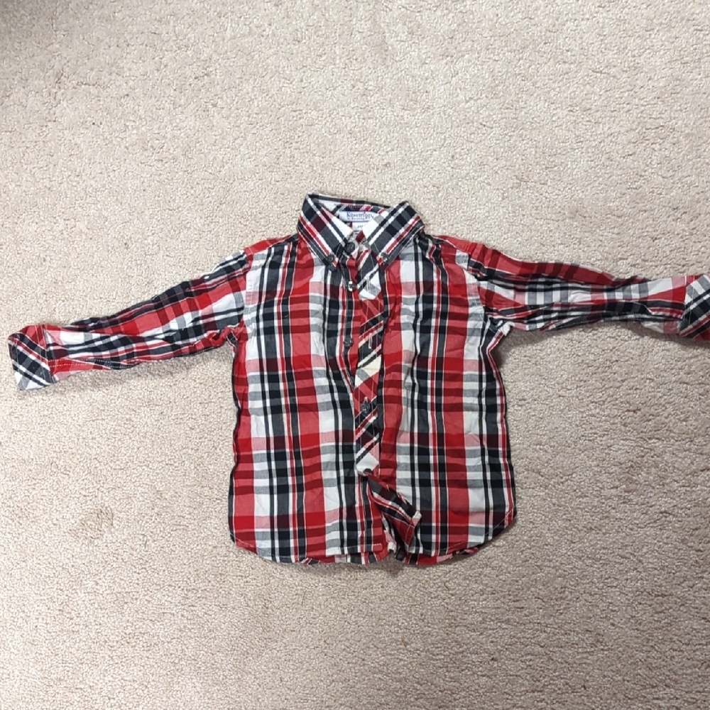 Classic Red Plaid Kids Button Down Shirt